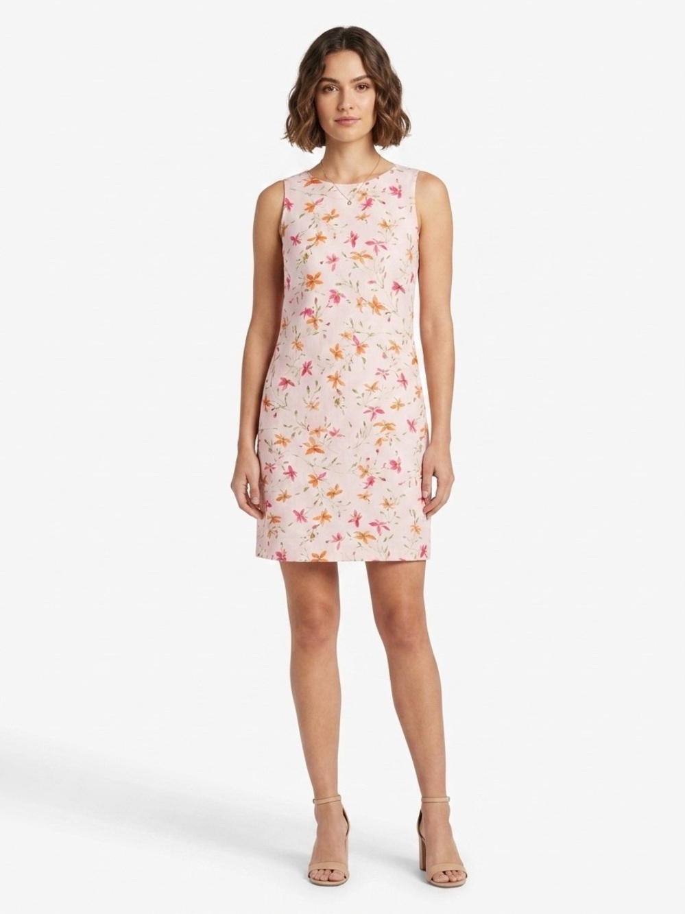 Liz Claiborne Pink White Floral Mini sleeveless A-line Babydoll Dress Sz 2P